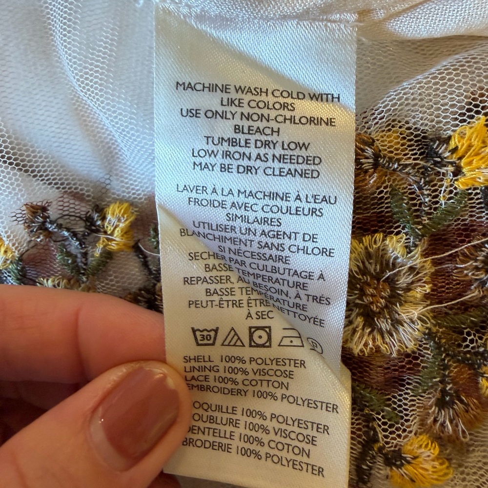 NWT By Anthropologie Ruffle Sleeve Embroidered Tulle Tiered Lace Maxi Dress 6 - Picture 9 of 9